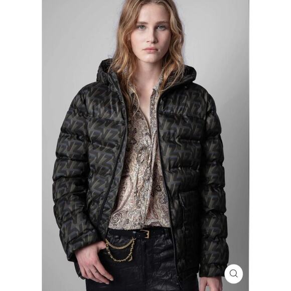 Zadig & Voltaire Puffer Jacket Womens Small Logo Streetwear Y2K - Picture 1 of 12